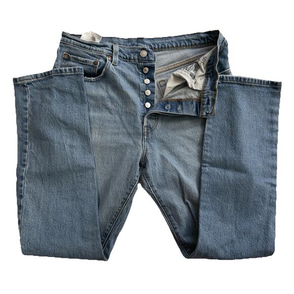 Levis 501 Premium Jeans Womens 31x30 Blue Straight Leg Button Fly Boho Country - Picture 2 of 7